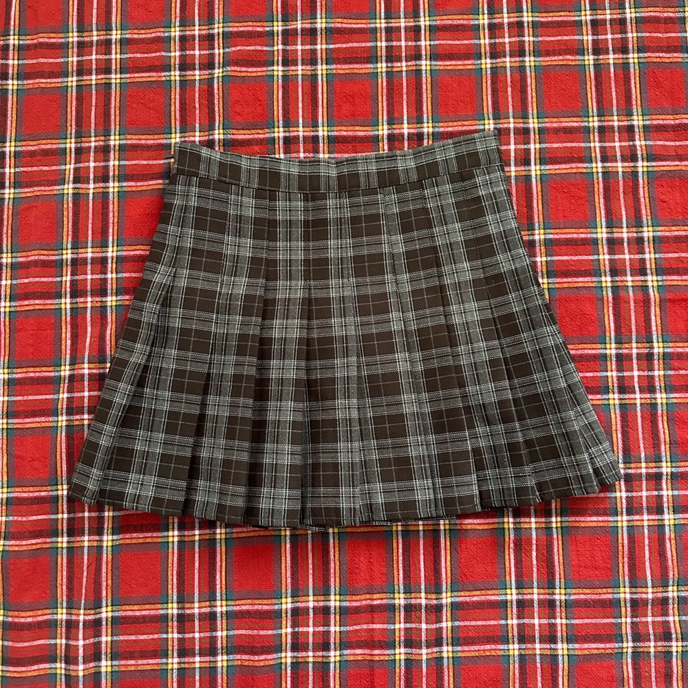 🍪 PREPPY CHOCOLATE BROWN MINI PLEATED PLAID SKIRT 🍪
